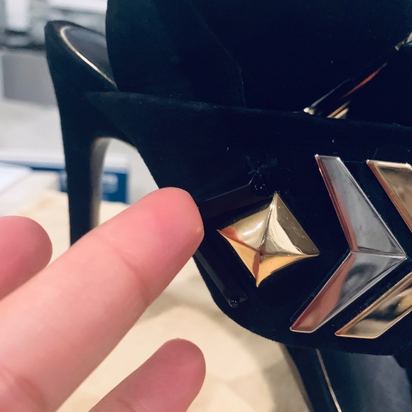 Black Shocking Suede Studded Sandals Limited Ed - Picture 4 of 6